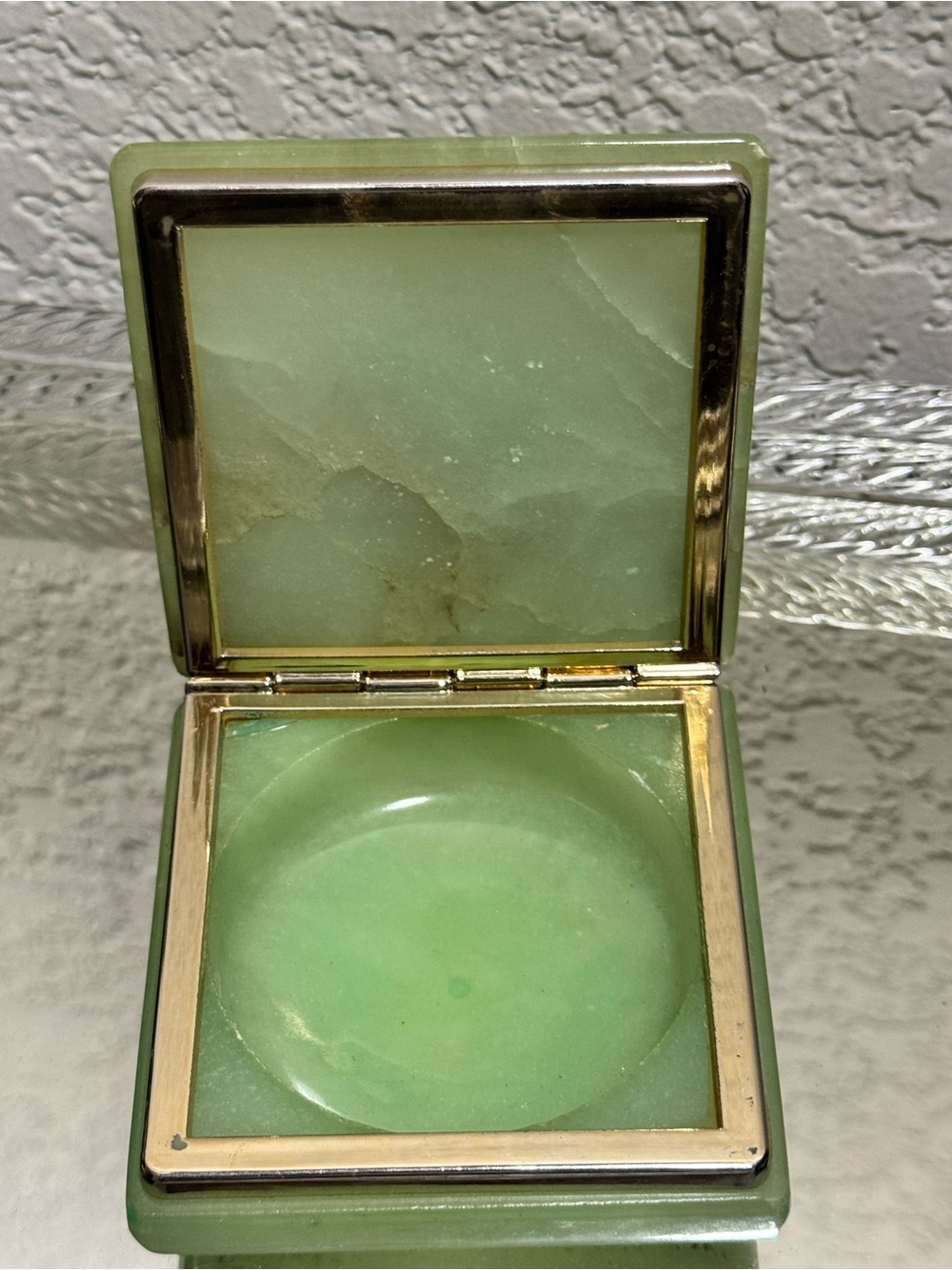 Vintage Alabaster Green Alabaster Floral Italian Alabaster Trinket Box - Picture 9 of 12